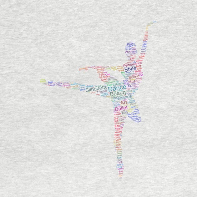 Ballet Dancer Silhouette Shape Text Word Cloud by Cubebox